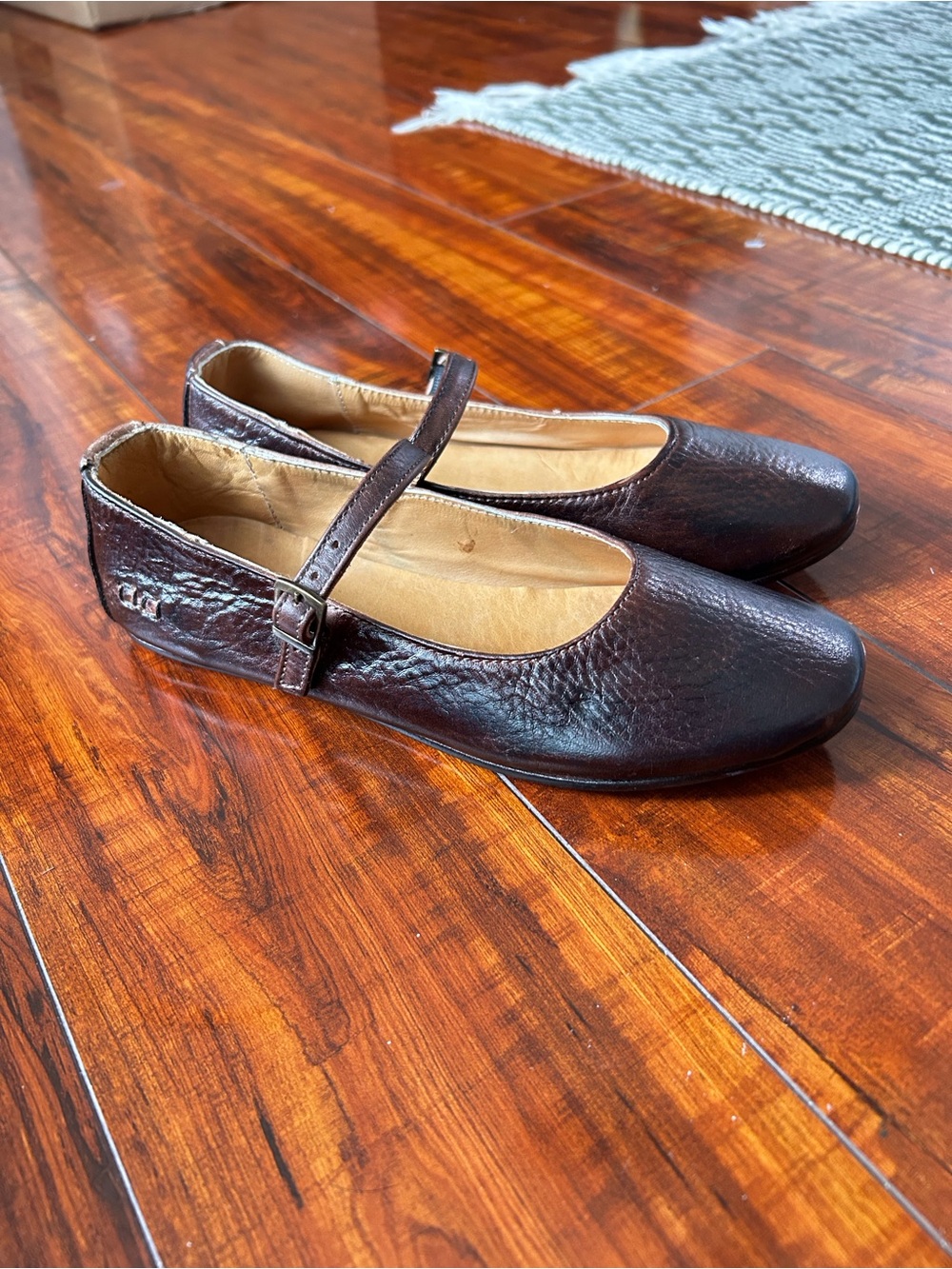 Bed Stu Shuffle Mary Jane Leather Flats Burgundy Dark Brown 6